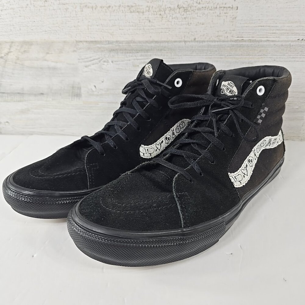 VANS Skate Sk8-Hi Doodle Black & White Skate HI-TOP Shoes MEN'S Size 12 *FLAWS*.